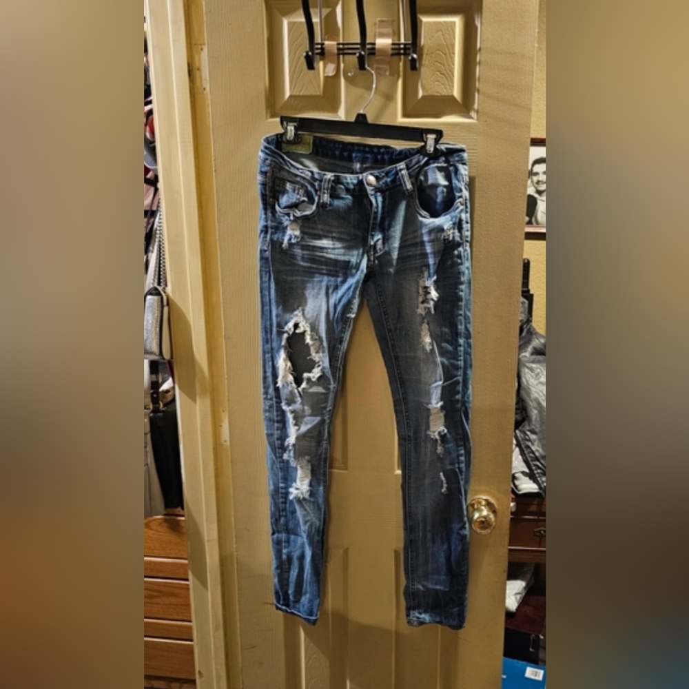 Distressed Blue Jeans